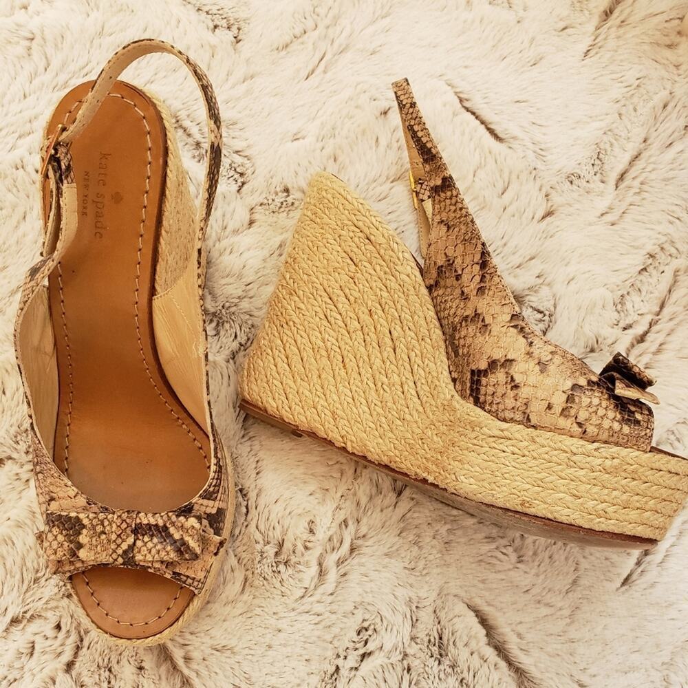 KATE SPADE SNAKESKIN ROPE PLATFORM PEEP TOE 10